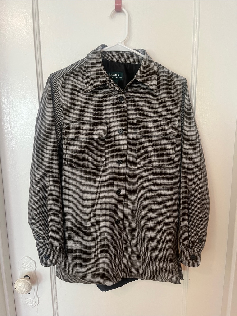 Lauren Ralph Lauren Black and White Houndstooth Shirt Jacket